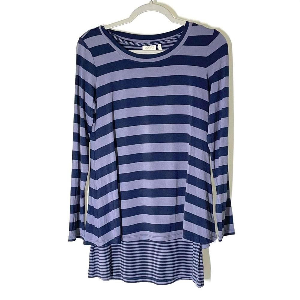 LOGO By Lori Goldstein Two Piece Striped Long Sleeve Tank Size XS